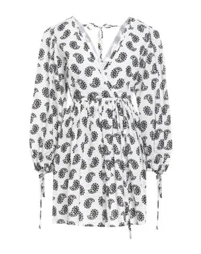 Msgm Woman Short Dress White Size 8 Cotton