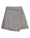 Msgm Gingham Frayed Skorts In Black
