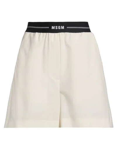 Msgm Woman Shorts & Bermuda Shorts Cream Size 4 Virgin Wool, Elastane In White