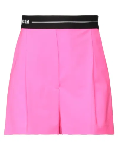 Msgm Woman Shorts & Bermuda Shorts Fuchsia Size 6 Virgin Wool, Elastane In Pink