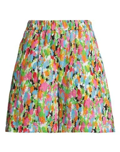 Msgm Woman Shorts & Bermuda Shorts Green Size 6 Cotton, Polyester In Multi