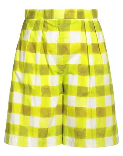 Msgm Woman Shorts & Bermuda Shorts Lime Green Size 4 Cotton