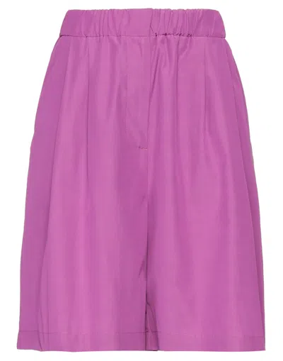 Msgm Woman Shorts & Bermuda Shorts Mauve Size 4 Viscose, Cotton In Purple