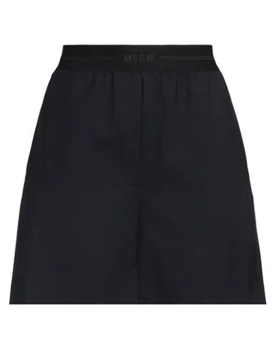 Msgm Woman Shorts & Bermuda Shorts Midnight Blue Size 6 Virgin Wool, Elastane