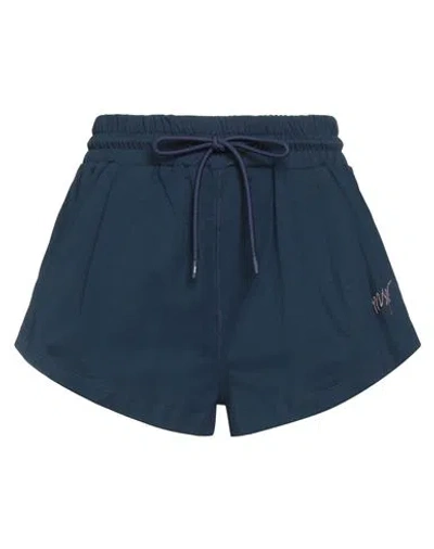 Msgm Woman Shorts & Bermuda Shorts Midnight Blue Size L Cotton