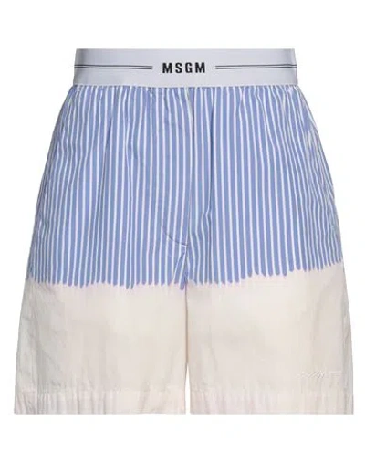Msgm Woman Shorts & Bermuda Shorts Pastel Blue Size 4 Cotton