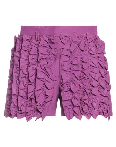 Msgm Woman Shorts & Bermuda Shorts Purple Size 6 Viscose, Cotton, Polyester