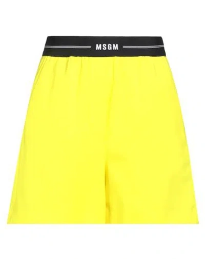 MSGM MSGM WOMAN SHORTS & BERMUDA SHORTS YELLOW SIZE 6 VIRGIN WOOL, ELASTANE