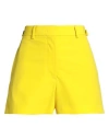 Msgm Woman Shorts & Bermuda Shorts Yellow Size 8 Polyester, Virgin Wool