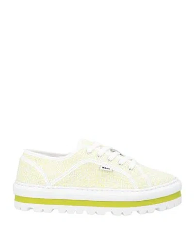 Msgm Woman Sneakers Acid Green Size 10 Textile Fibers In Neutral