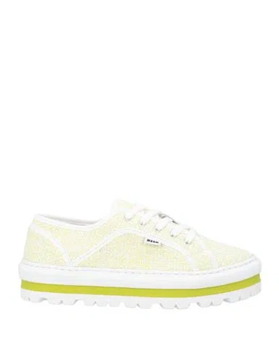 Msgm Woman Sneakers Acid Green Size 10 Textile Fibers