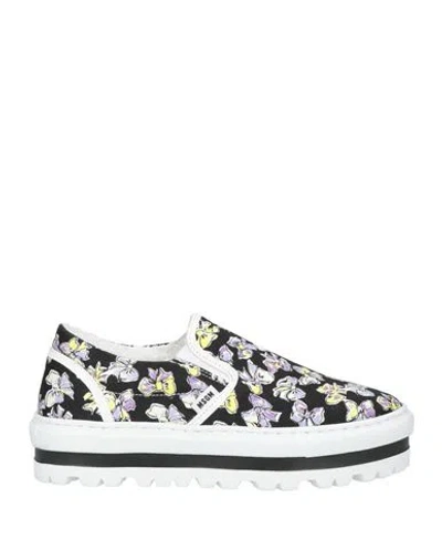 Msgm Woman Sneakers Black Size 7 Textile Fibers