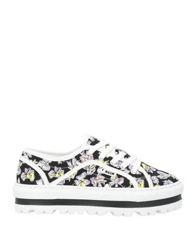 Msgm Woman Sneakers Black Size 7 Textile Fibers