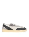 Msgm Woman Sneakers Grey Size 7 Leather, Rubber In Gray