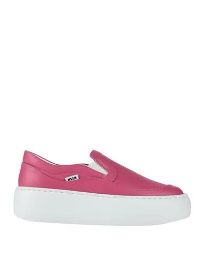 Msgm Woman Sneakers Magenta Size 10 Leather In Purple