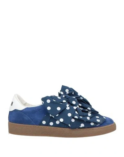 Msgm Woman Sneakers Navy Size 7 Leather In Blue