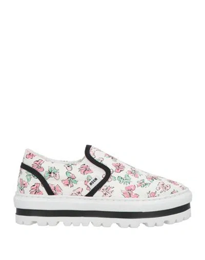 Msgm Woman Sneakers White Size 7 Textile Fibers