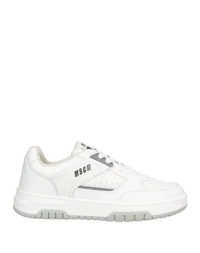 Msgm Woman Sneakers White Size 8 Leather, Textile Fibers