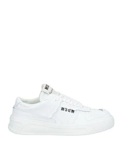 Msgm Woman Sneakers White Size 8 Textile Fibers In Blue
