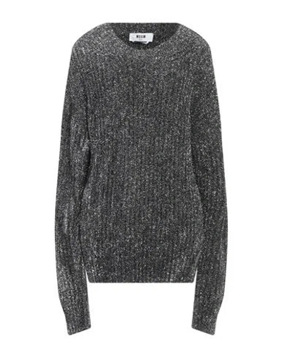 Msgm Woman Sweater Black Size S Polyamide, Metallic Fiber In Gray