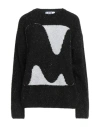 Msgm Intarsia-knit Logo Jumper In Black