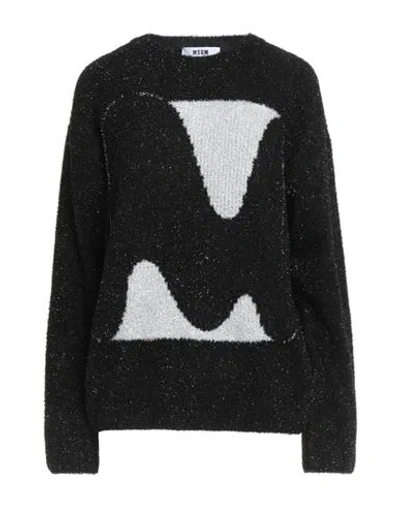 Msgm Woman Sweater Black Size Xl Polyamide, Metallic Fiber