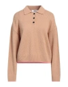 Msgm Woman Sweater Camel Size L Wool, Cashmere In Beige