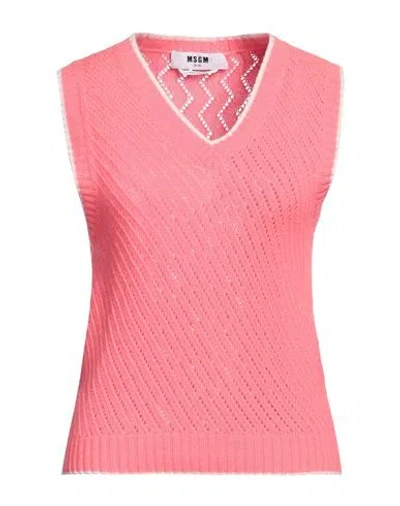 Msgm Woman Sweater Coral Size S Wool, Cashmere In Red
