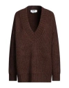 Msgm V-neck Drop-shoulder Jumper In Brown