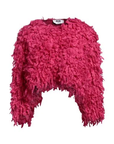 Msgm Woman Sweater Fuchsia Size M Acrylic, Wool, Mohair Wool, Polyamide In Pink