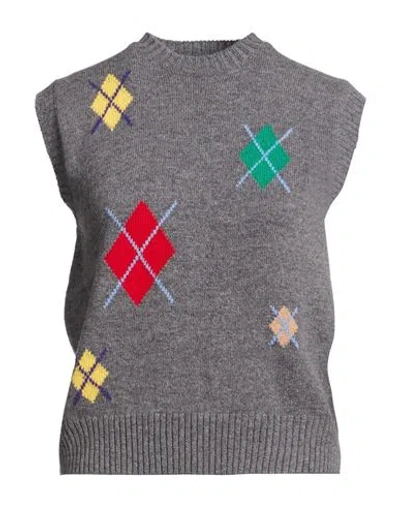 Msgm Woman Sweater Grey Size L Merino Wool, Cashmere In Gray