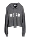 Msgm Logo-embroidered Knitted Top In Grey