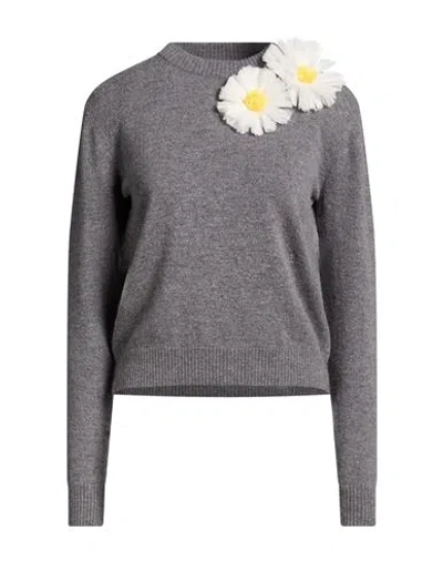 Msgm Woman Sweater Grey Size L Wool, Viscose, Polyamide, Cashmere In Gray