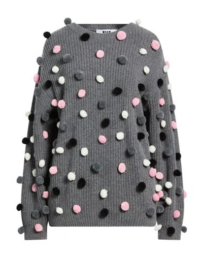 Msgm Woman Sweater Grey Size S Wool, Polyamide In Gray