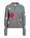 Msgm Polo Shirt With Argyle Pattern In Gray