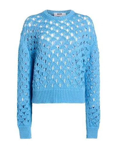 Msgm Woman Sweater Light Blue Size S Cotton