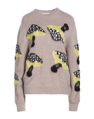 Msgm Woman Sweater Light Grey Size L Acrylic, Polyamide, Mohair Wool In Gray