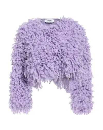 Msgm Woman Sweater Lilac Size M Acrylic, Wool, Mohair Wool, Polyamide In Purple