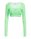 Msgm Woman Sweater Lime Green Size S Linen, Polyester In Green