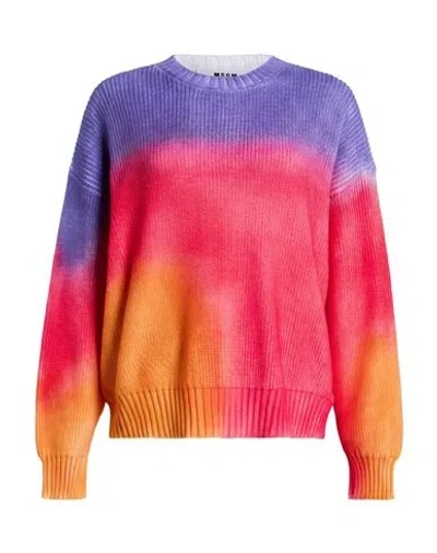 Msgm Woman Sweater Magenta Size Xl Cotton In Multi