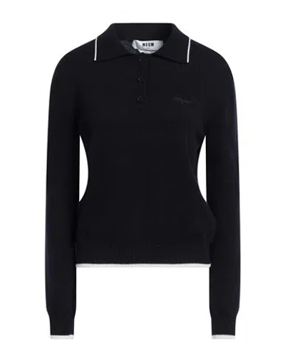 Msgm Woman Sweater Midnight Blue Size L Wool, Cashmere