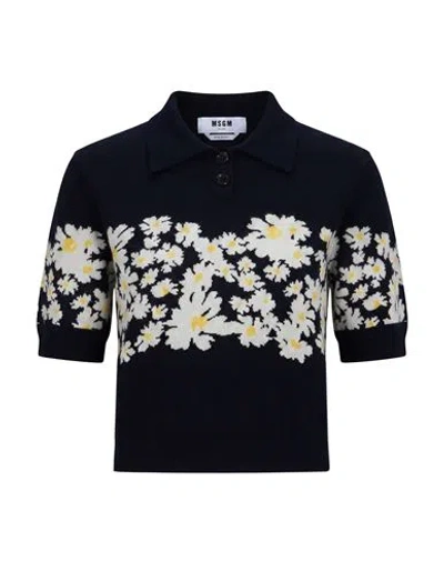 Msgm Woman Sweater Midnight Blue Size S Virgin Wool, Viscose, Polyamide, Cashmere In Black