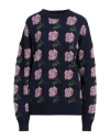 Msgm Woman Sweater Navy Size L Wool, Polyamide In Navy