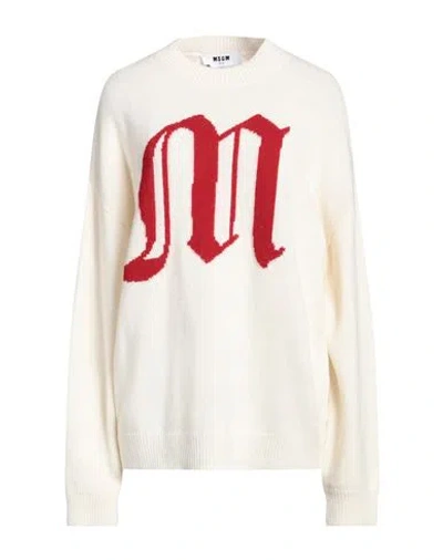 Msgm Woman Sweater Off White Size L Wool, Polyamide