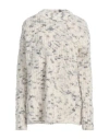 Msgm Beige Oversized Sweater With Grey Yarn Inserts In White