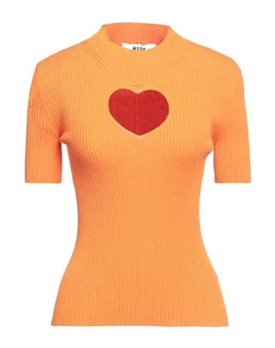 Msgm Woman Sweater Orange Size L Viscose, Polyester