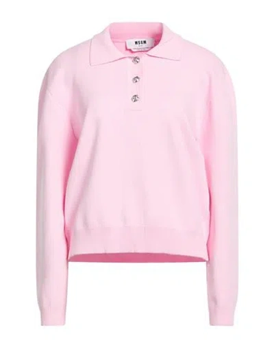 Msgm Woman Sweater Pink Size Xl Viscose, Polyester