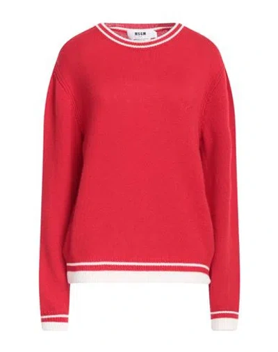 Msgm Woman Sweater Red Size M Wool, Cashmere