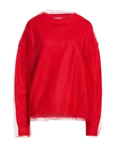 Msgm Woman Sweater Red Size M Wool, Polyamide