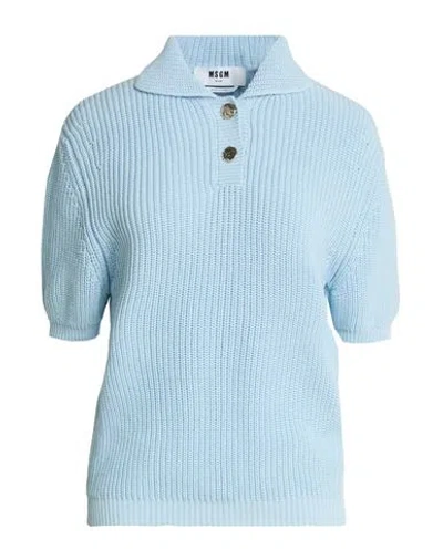 Msgm Woman Sweater Sky Blue Size S Cotton In Multi